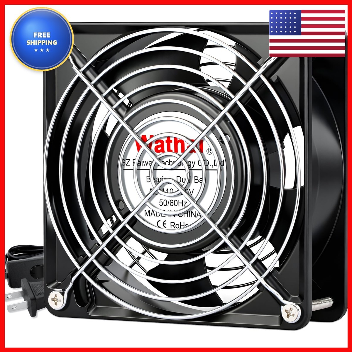 Wathai 12038 120mm x 38mm AC Axial Muffin Cooling Fan 110V 120V Dual Ball