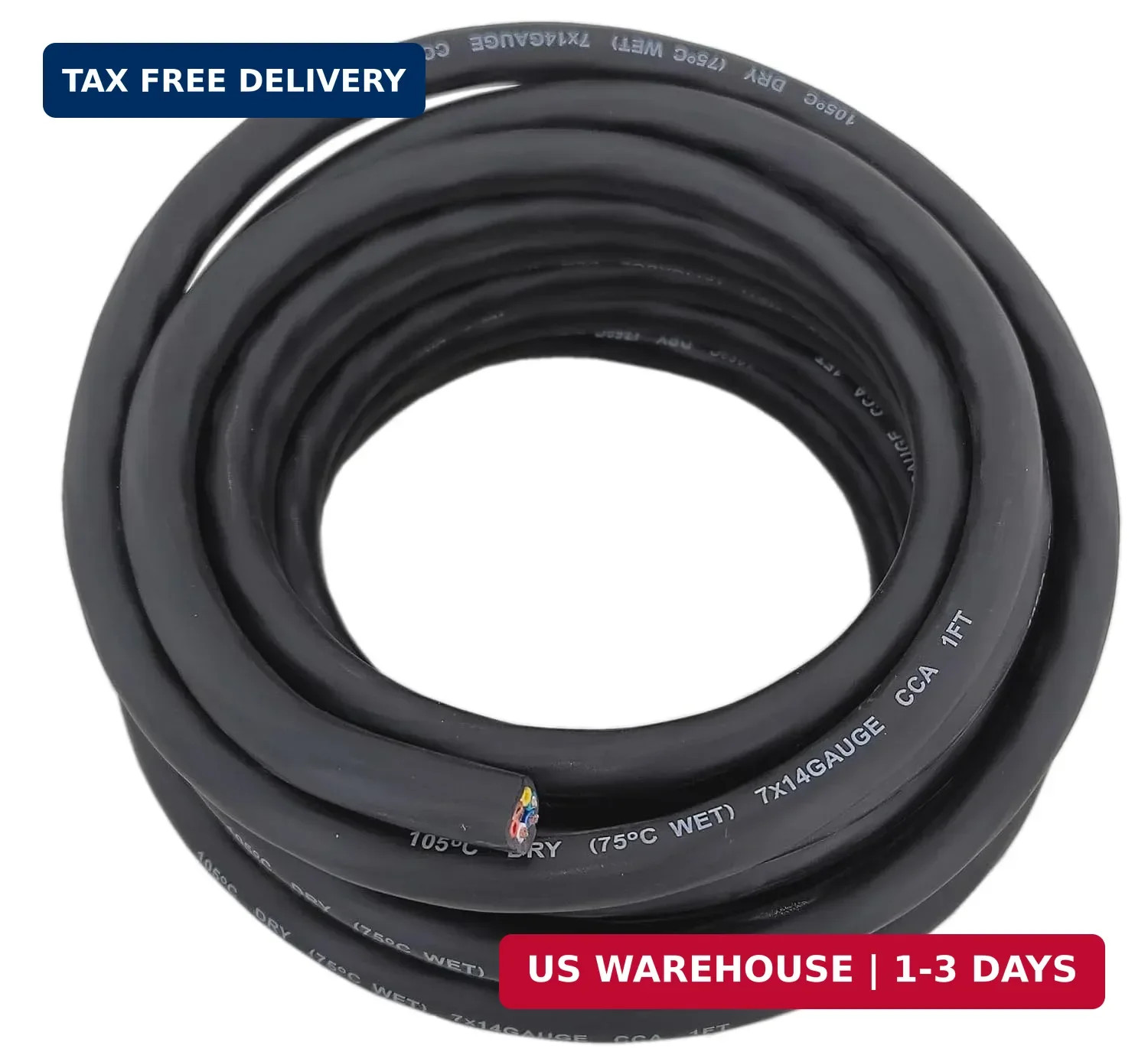 7 Way Trailer Wire Harness 14 Gauge Automotive Hook Up Cable Kit - 25 Feet | 7 P