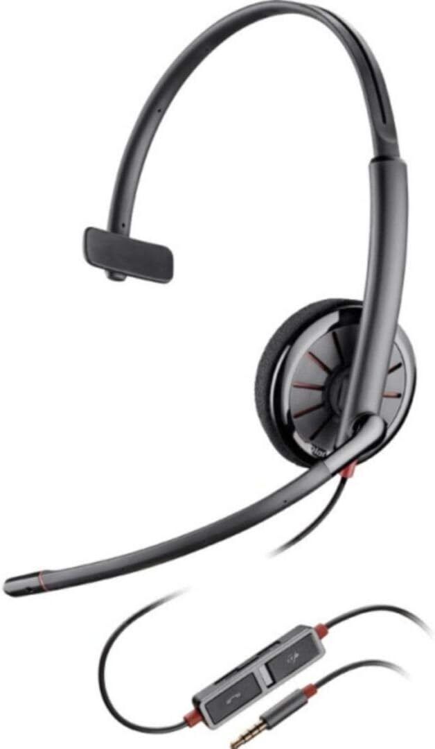 Plantronics 205203-02 Blackwire C215 Headset w/Noise Canceling Microphone, Black