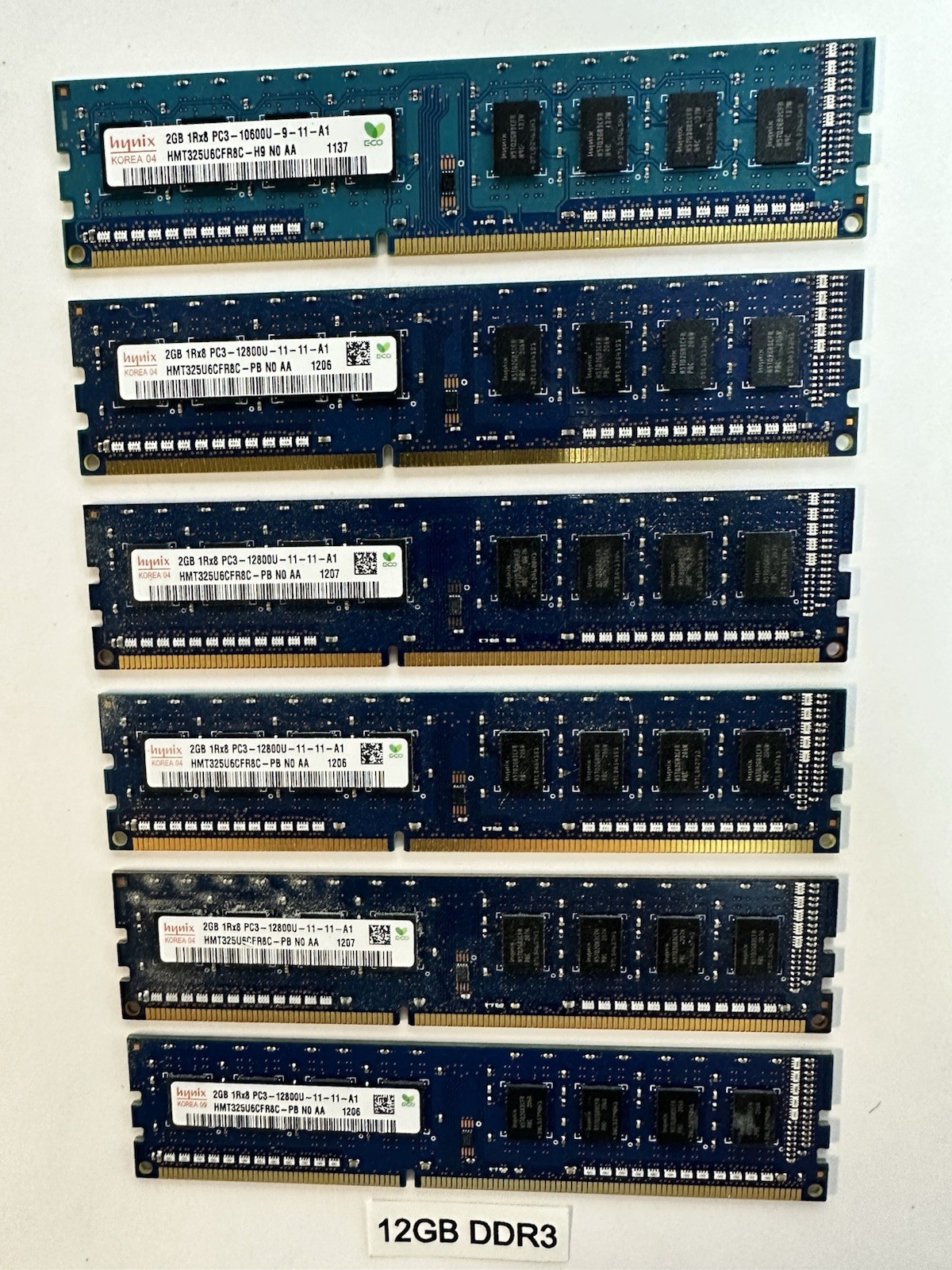 12GB (6x2GB) DDR3 Desktop RAM PC3-12800 1600MHz UDIMM Hynix Mixed 1333/1600 Lot