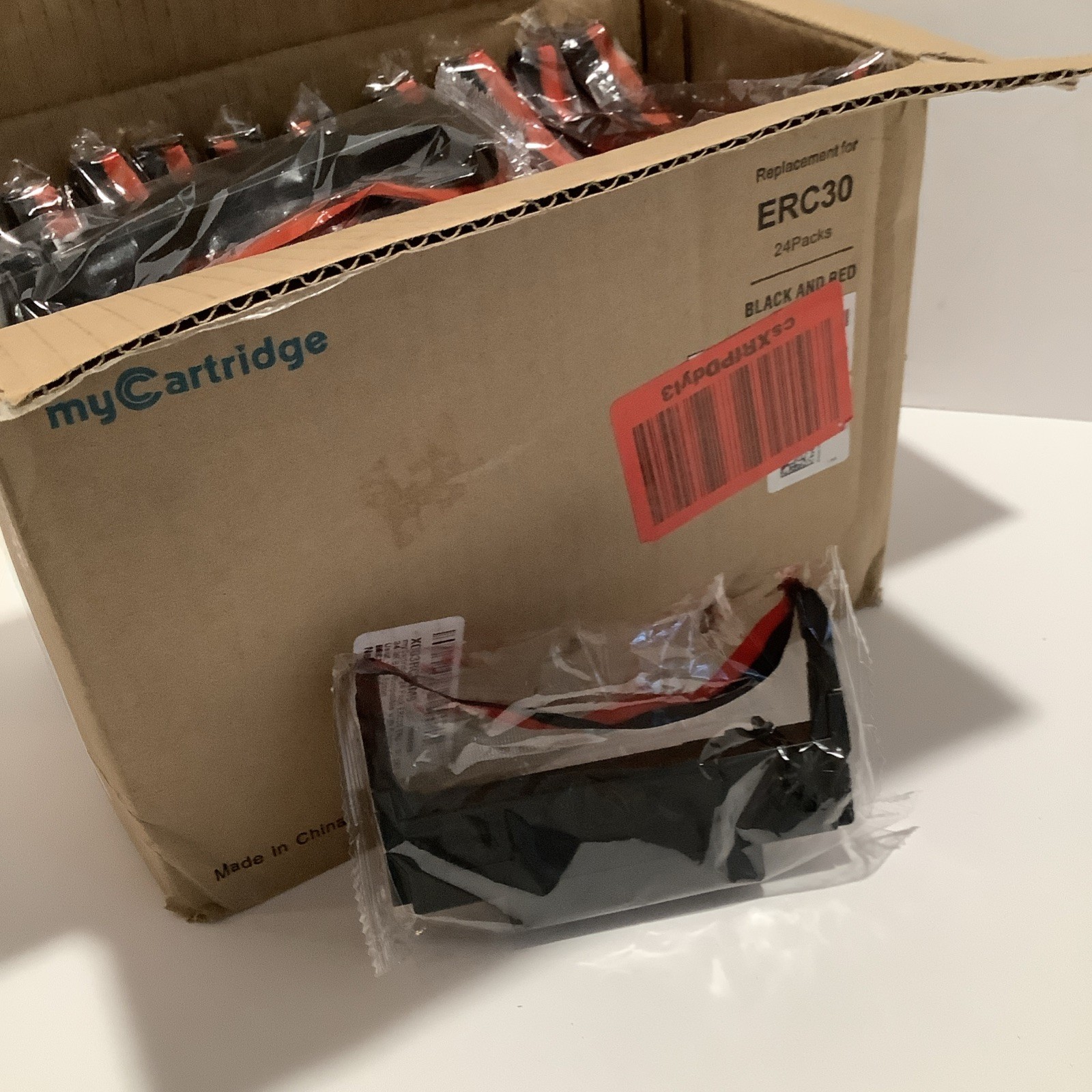 24-Ribbon Cartridges For Epson ERC-30/34/38  Black/Red Ribbon 24 Ribbon Box, New
