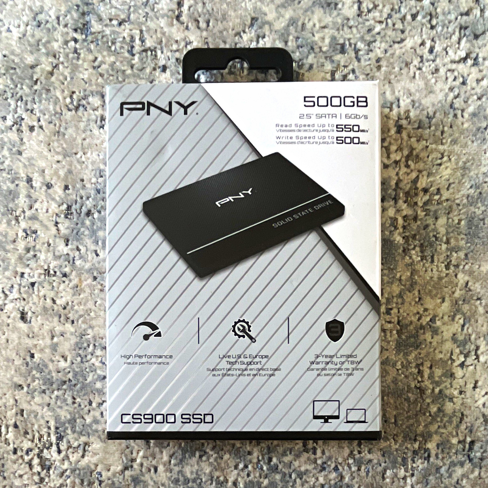 PNY CS900 500GB 2.5in SATA III Internal SSD Black 550MB/s Read 500MB/s