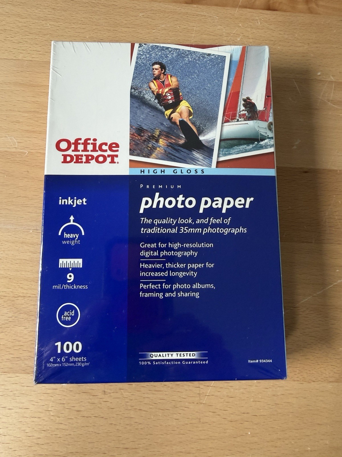100 Sheets High Gloss Premium Office Depot 4"X6" Photo Inkjet Paper