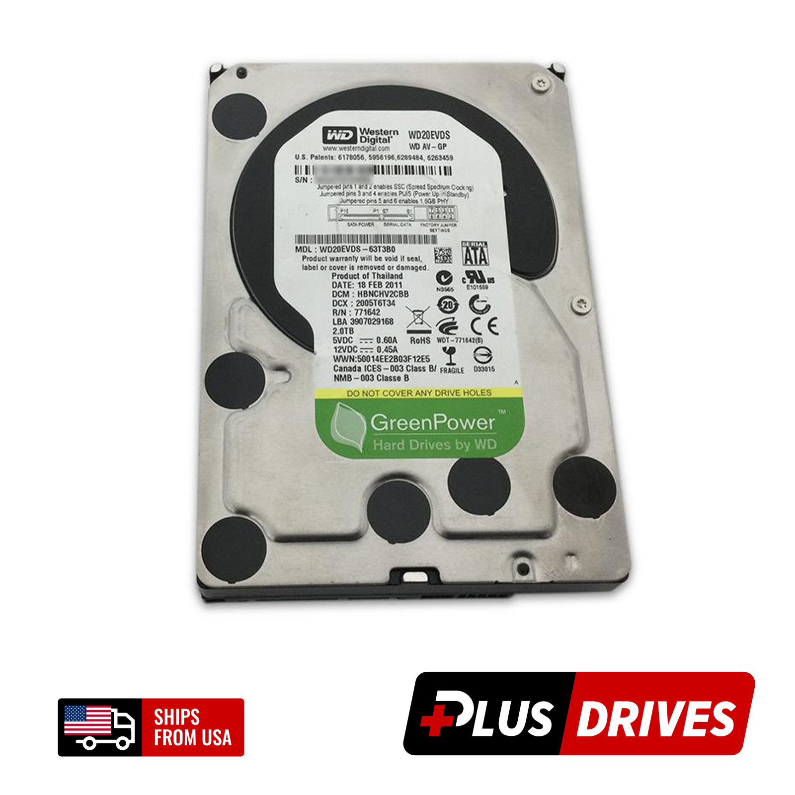 2TB SATA Western Digital WD AV-GP 3.5" CMR Enterprise Hard Drive 3Gbps 5.4K RPM