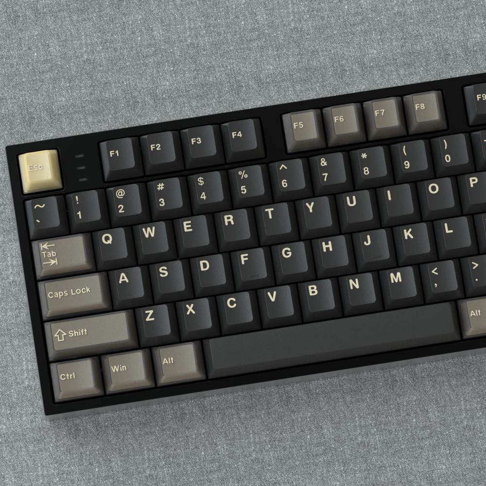 Double Shot PBT Keycap Set Minimalist Retro Brown Black Cherry MX 157 Keys
