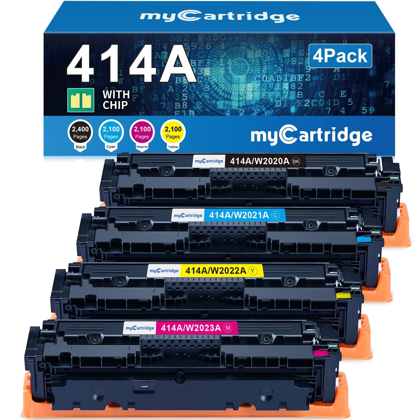 414X Toner Cartridges 4 Pack High Yield-with Chip Replacement for HP 414A Toner
