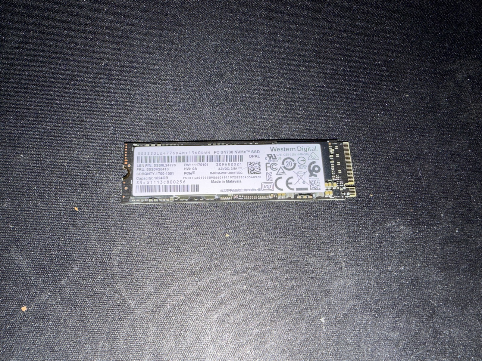 Western Digital PC SN730 1TB NVMe M.2 2280 SSD 1024GB PCIe Gen3 WD Drive