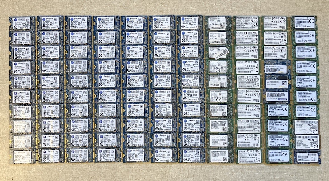 M.2 2242 16GB SSD Mixed Brands 80% - 100% Health Lot of 110