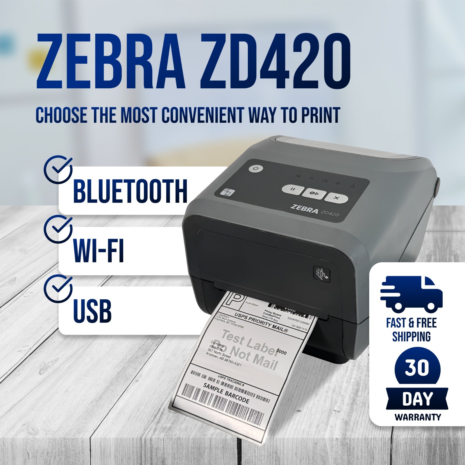 Zebra ZD420 Mobile Shipping Label 4x6 Printer 300 dpi USPS UPS FedEx DHL Stamps