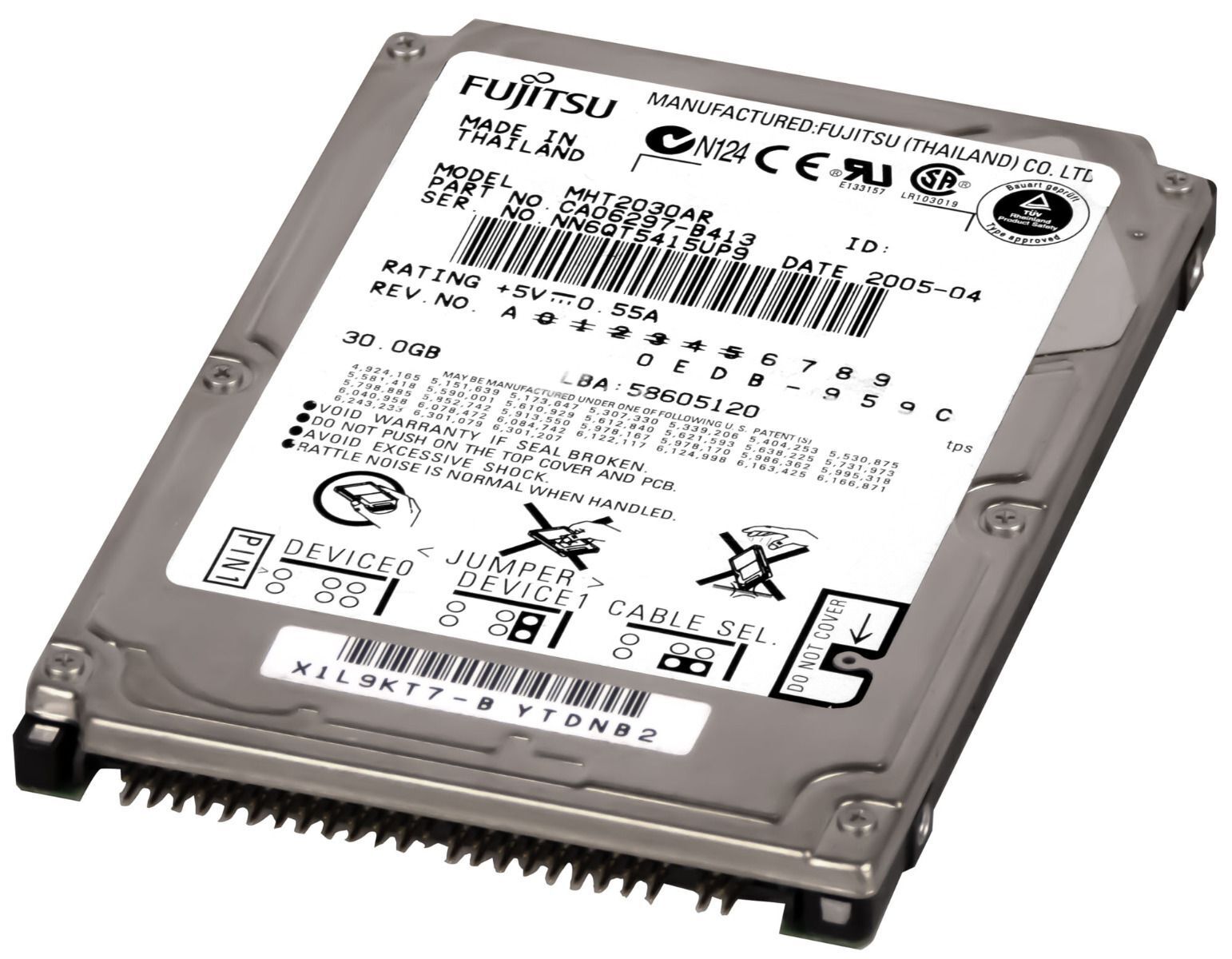 Hard Drive Fujitsu MHT2030AR CA06297-B413 30GB 4200U/Min Ata Ide 2MB 2.5'' Inch