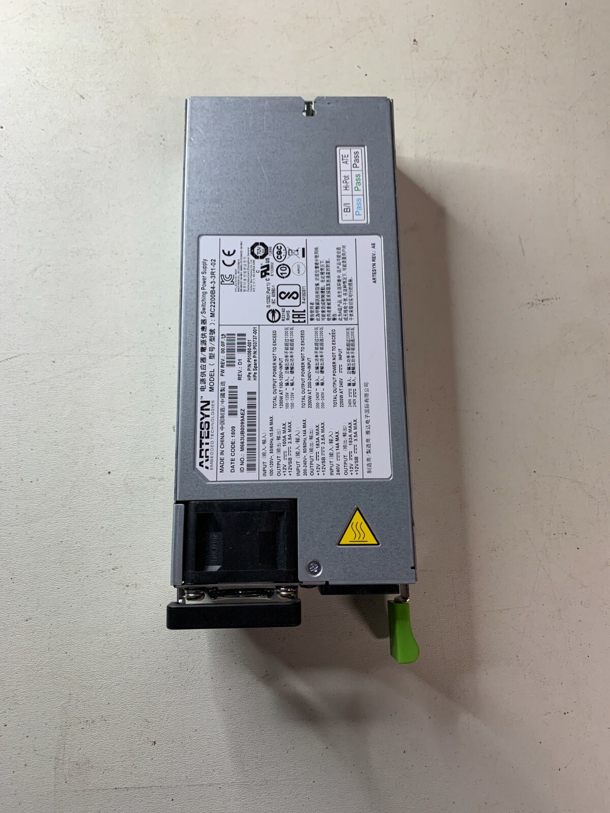 P03737-001 Hewlett-Packard HP Artesyn 2200W Power Supply P01060-001