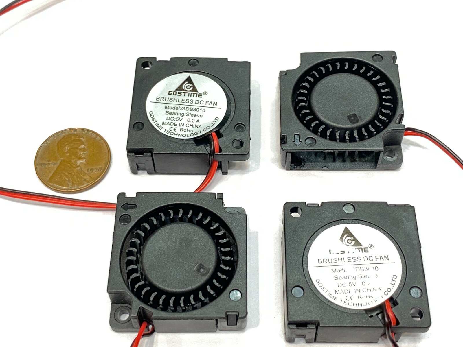 4 Pieces Blower 5v 30mm x 10mm 3cm dc quiet Cooling Fan Brushless 3010 2Pin E35