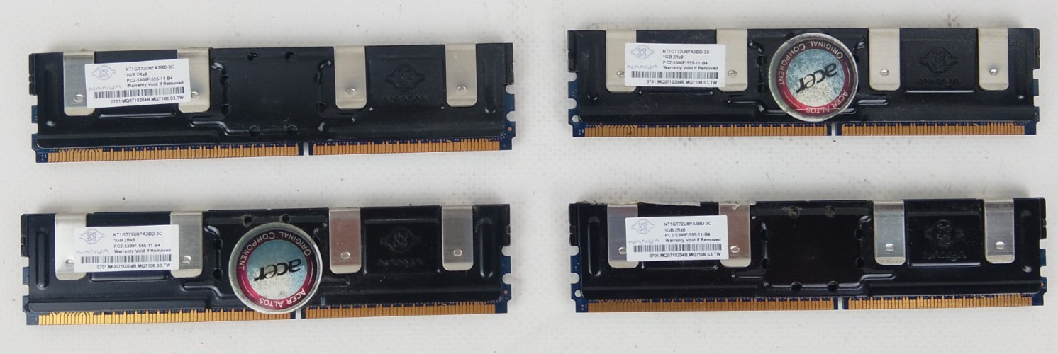 Nanya NT1GT72U8PA3BD-3C 4x1gb 2RX8 PC2-5300F-555-11-B4 ECC Ram Dimm Memory