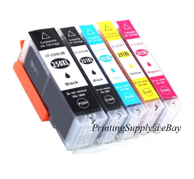 5PK New Hi-Yield Ink For Canon PGI250 XL BK CLI251 XL BK/C/M/Y Pixma MG5420 6320
