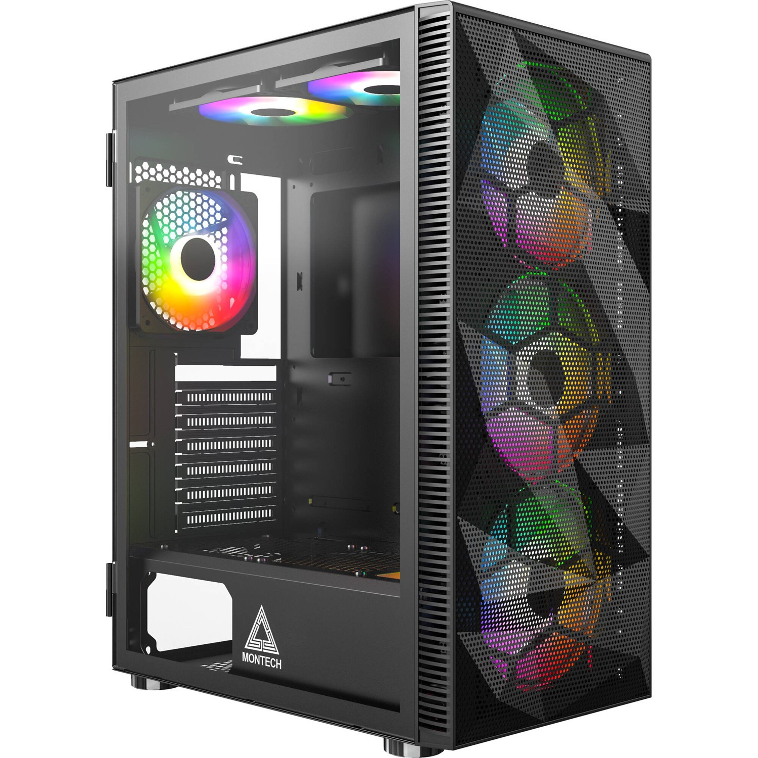 Montech X3 Mesh Black ATX PC Case 6 RGB Fans Open Box