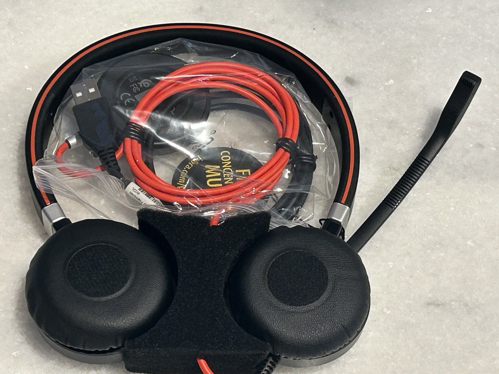 Jabra GN ENC010 Stereo On-Ear USB Headset w/ Carry Case Black Red Silver
