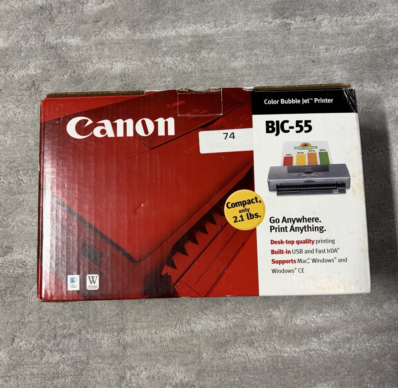 VTG Canon BJC-55 Portable Color Bubble Jet Printer Complete BC-10 Original Box
