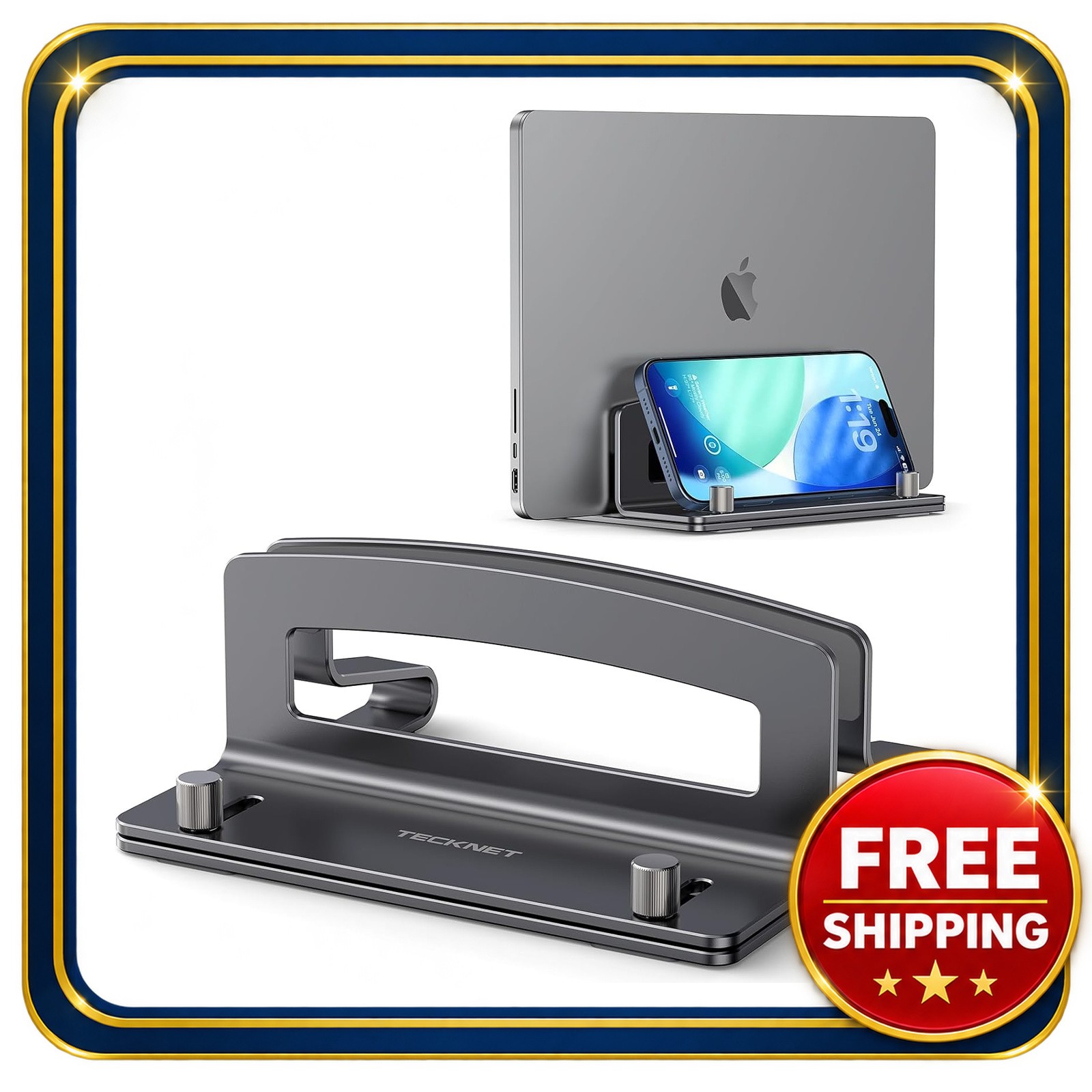 Vertical Laptop Stand Adjustable Aluminum Fits Up to 17.3 Inches