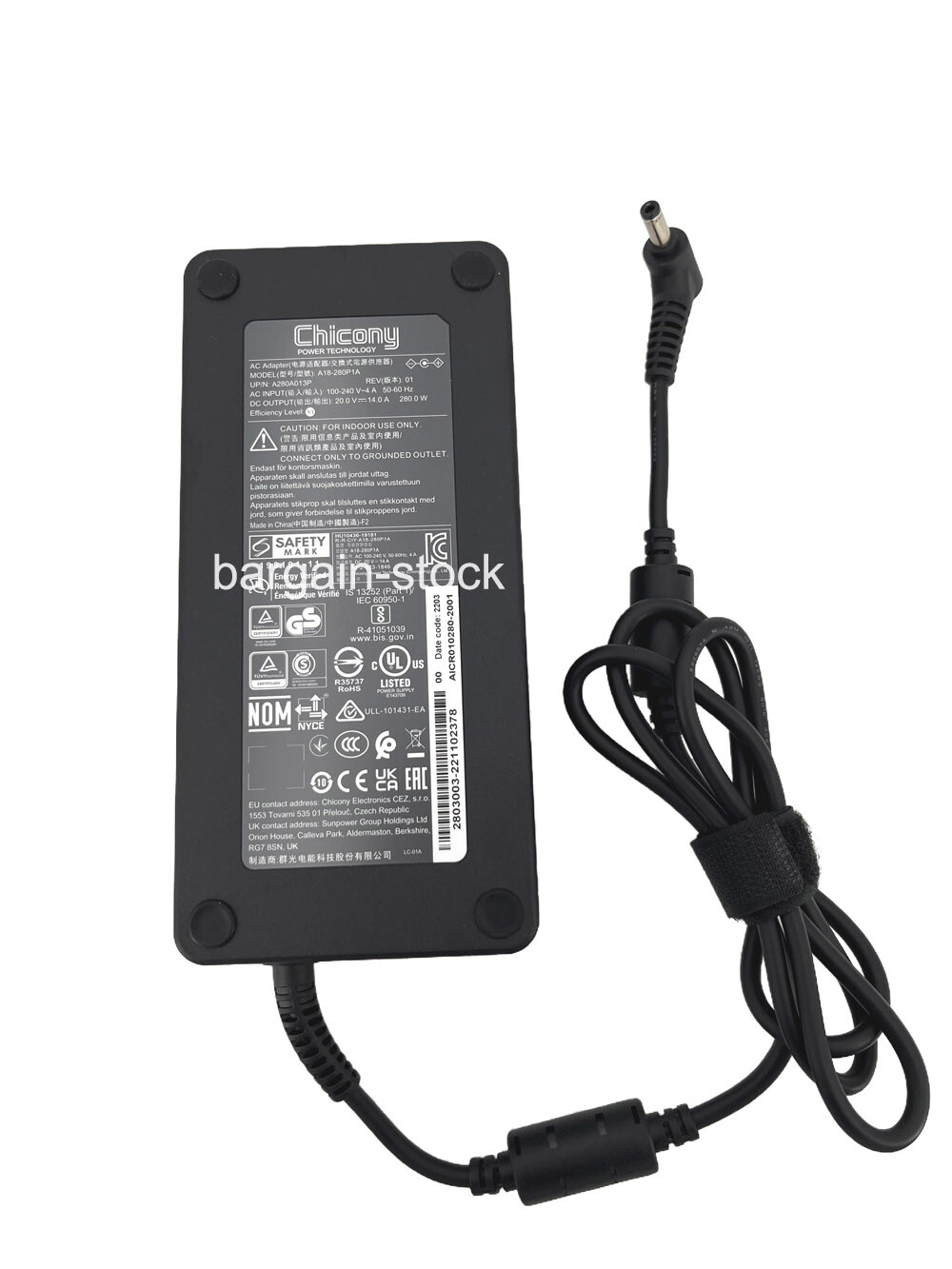 Genuine Chicony 20V 14A 280W AC Power Adapter For AORUS 17H BXF Charger 5.5mm