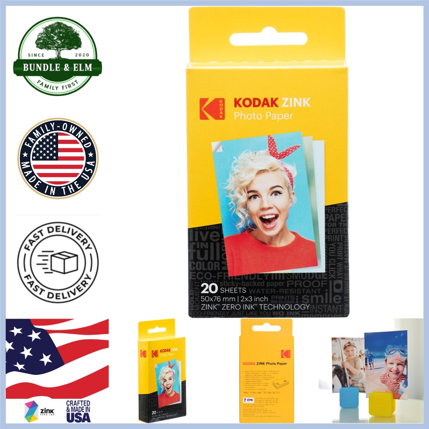Kodak 2x3 Sticky-Backed Zink Photo Paper - 20 Sheets of Instant Brilliance