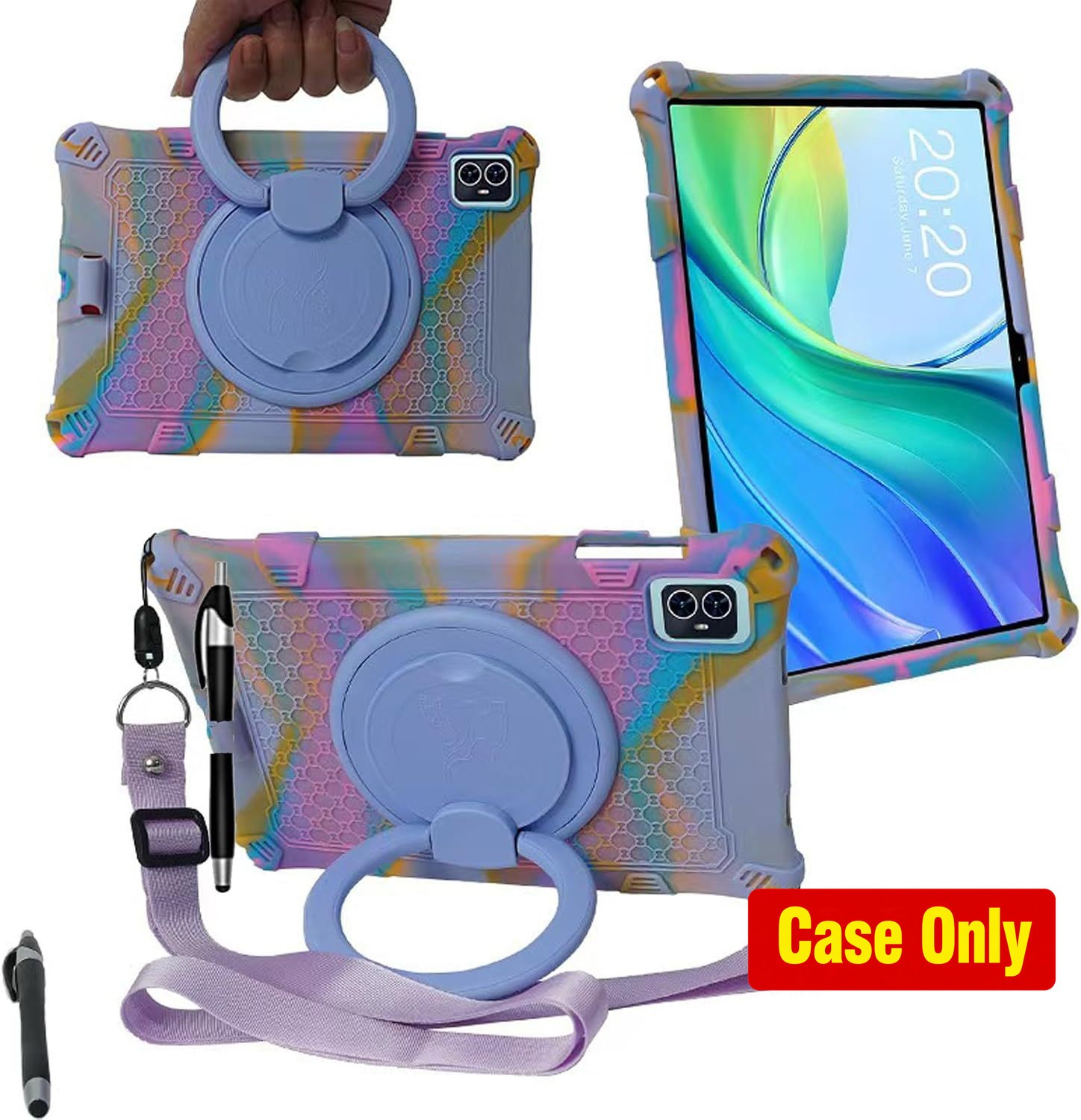Case for Teclast M50Pro 10.1 inch, Soft Anti-Stress Silicone with 360° Rotate St