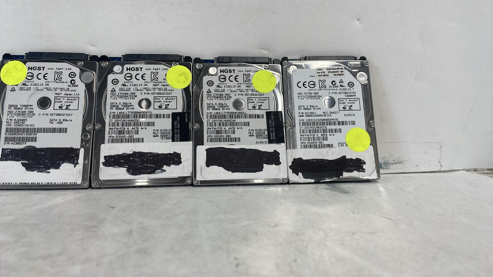 HGST Z7K500-500 & 7K750-500 500GB SATA 7200RPM 2.5-Inch Internal HDD Lot of 4