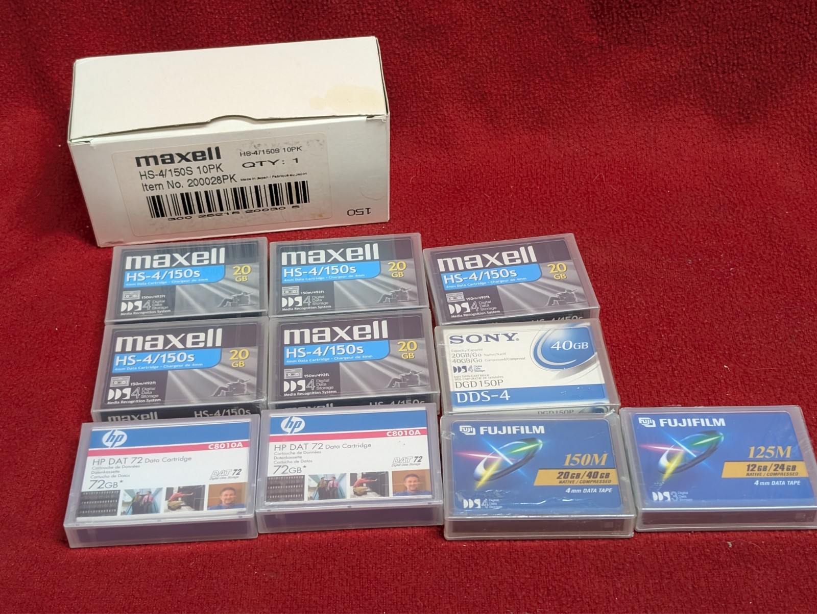 QTY 10, 4mm Data Cartridge Maxell HS-4/150s   DDS/DAT, HP C8010A, FujiFilm, Sony