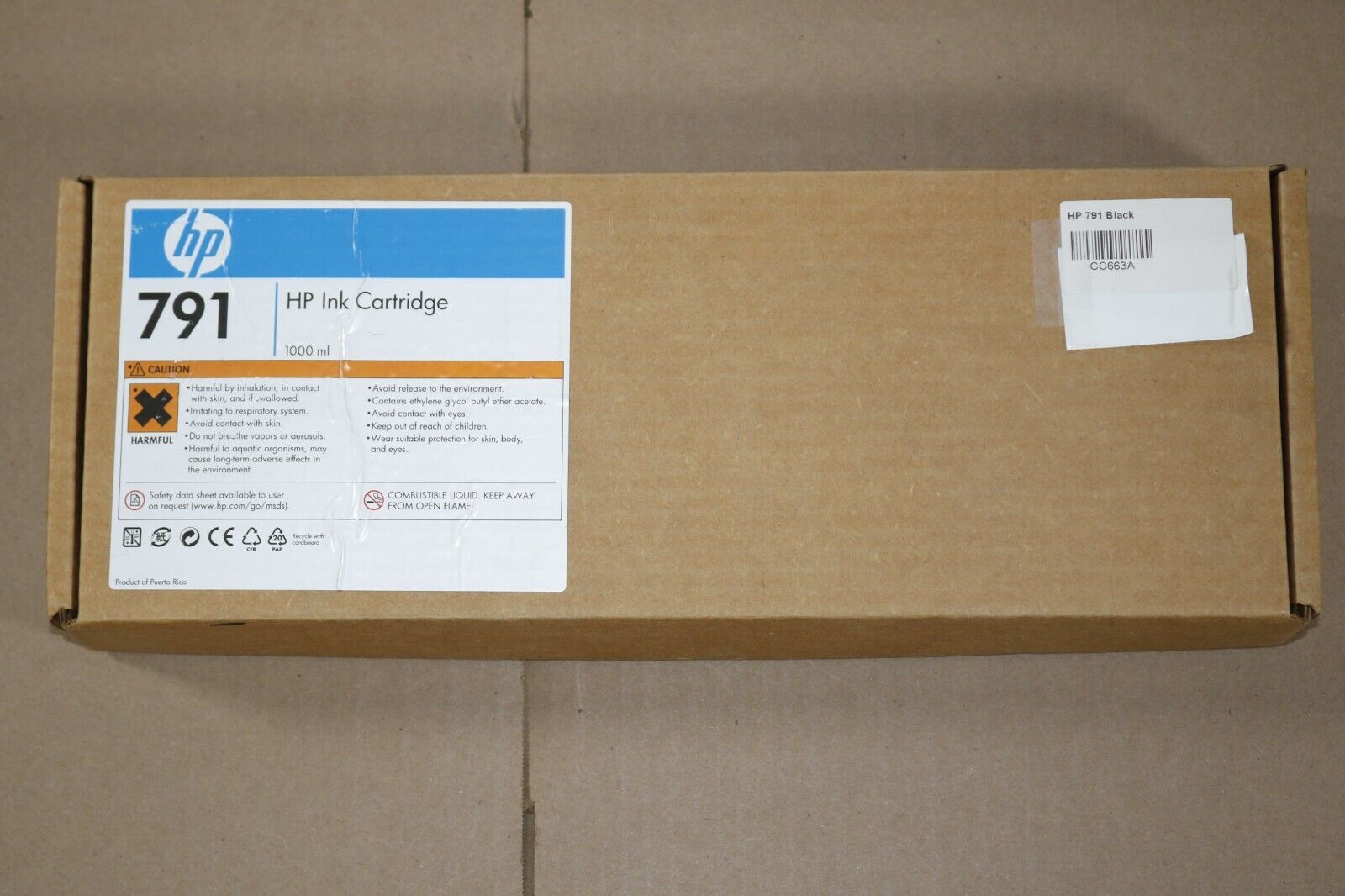 Open Box OEM HP 791 DesignJet 10000s,9000s,9000sf Black Ink Cartridge CC663A