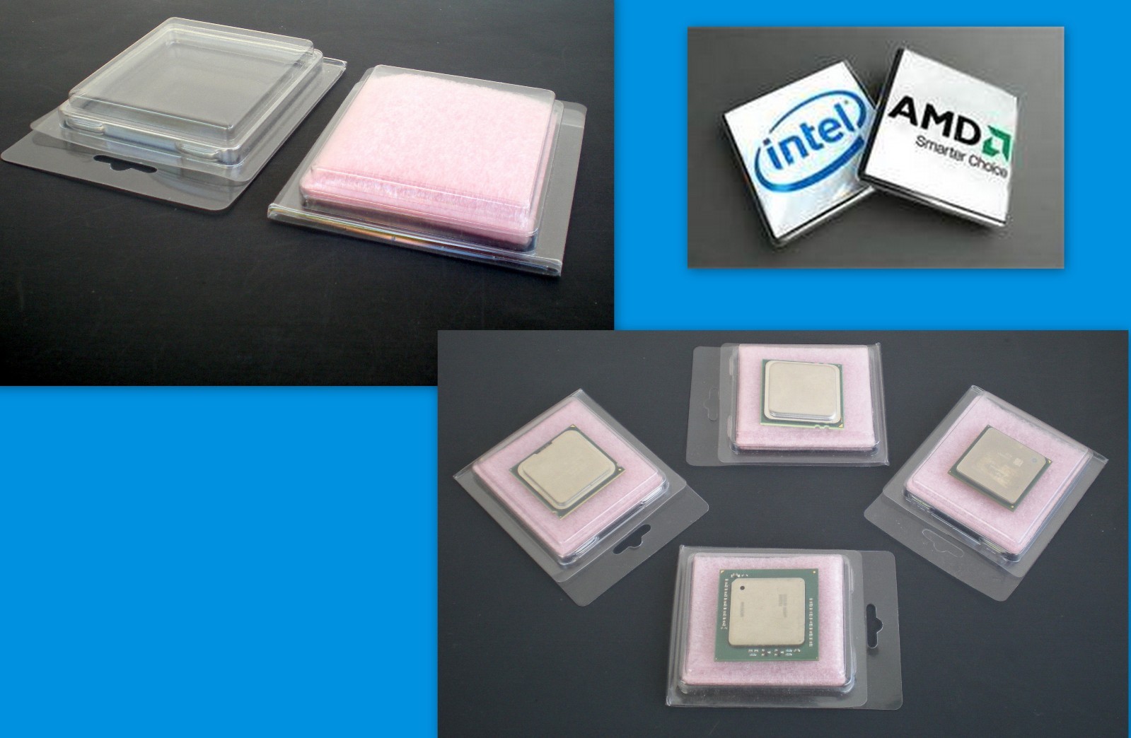 20 CPU Case Clam Shell for Packaging Intel AMD Processors + Anti Static Foam New