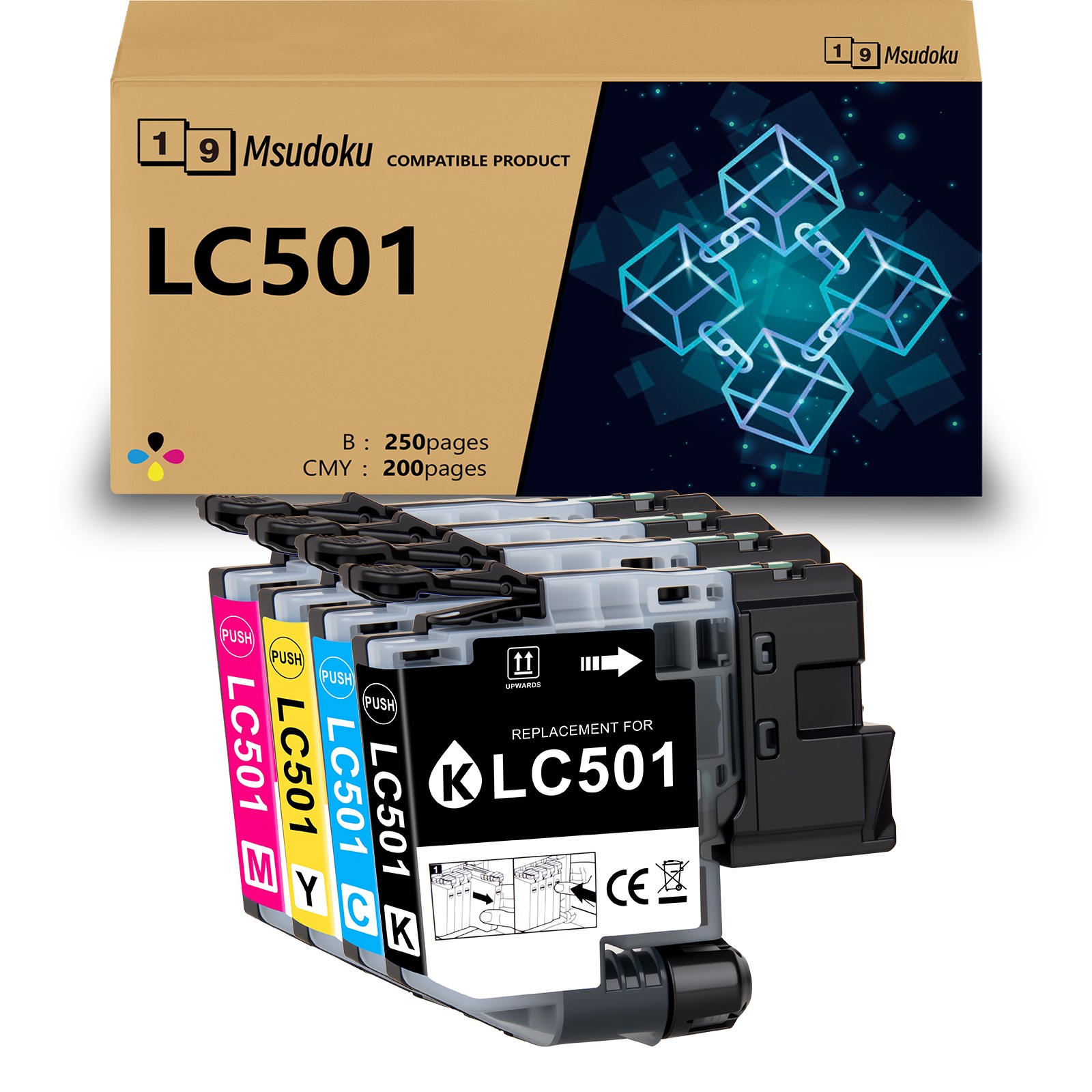 4 PACK LC501 Ink Cartridges for Brother MFC-J1260DW MFC-J1360DW MFC-J1410DW