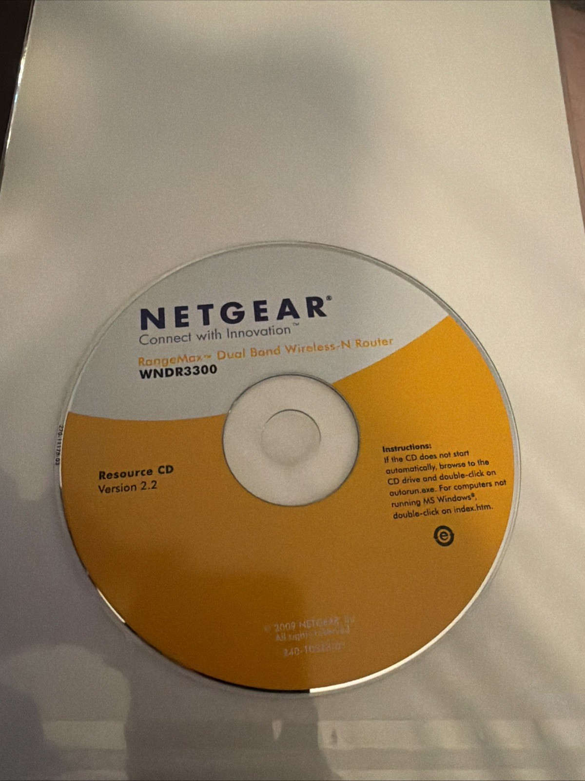 NetGear WNDR3300 RangeMax Duo Wireless-N Router Resource CD