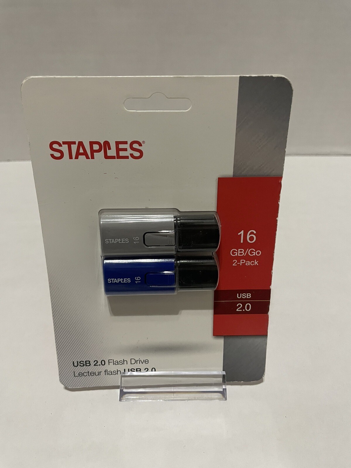 STAPLES 2 X 16 GB Flashdrives USB 2.0 Gray & Blue-BRAND NEW