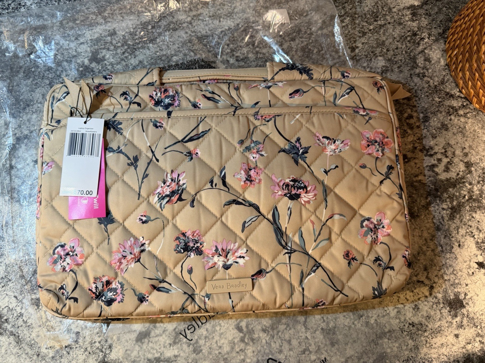 NWT Vera Bradley Iconic Laptop Organizer in Strawflowers Padded Case Cover