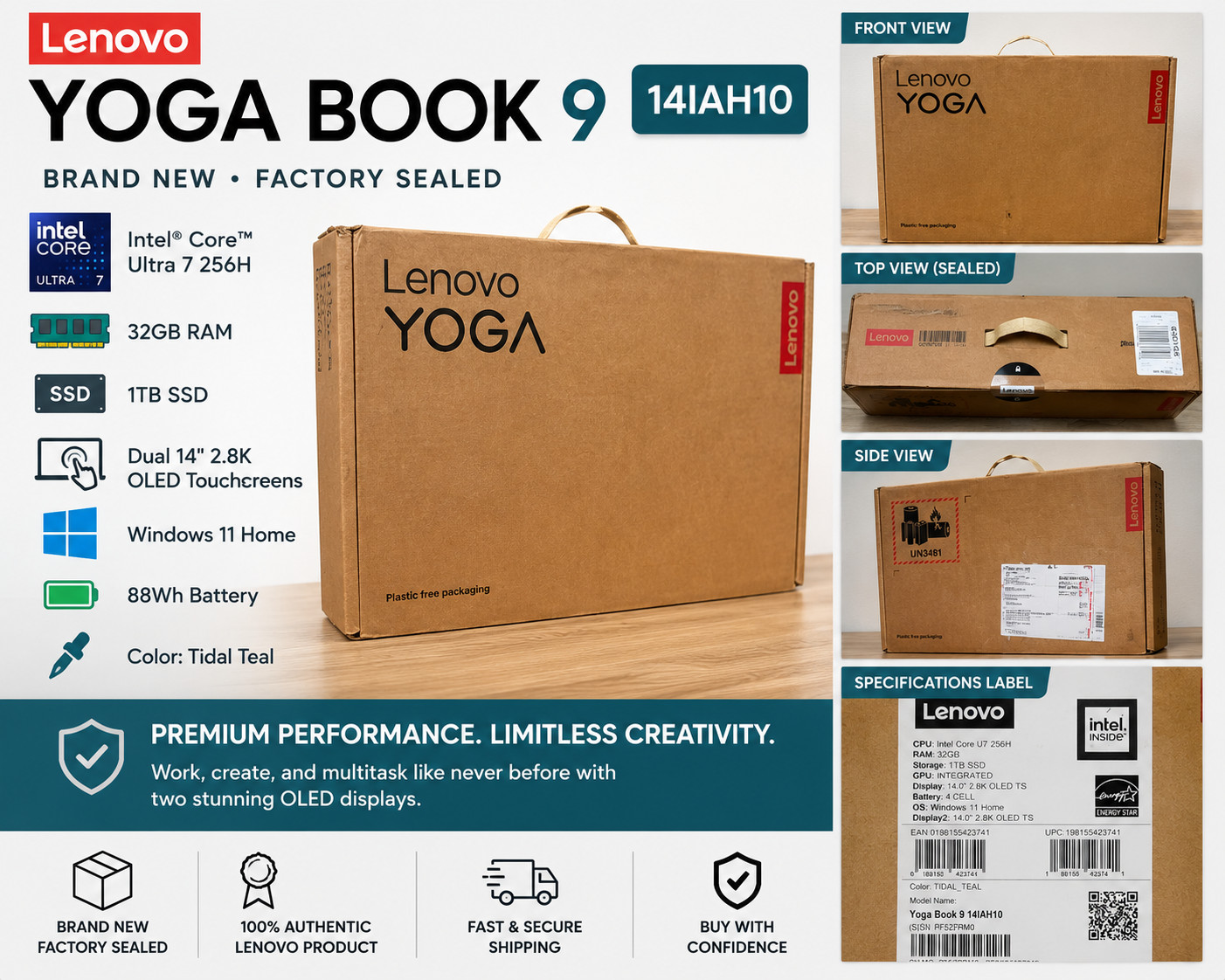 Lenovo Yoga Book 9 14IAH10 Dual OLED Touch Laptop Intel Core Ultra NEW Sealed