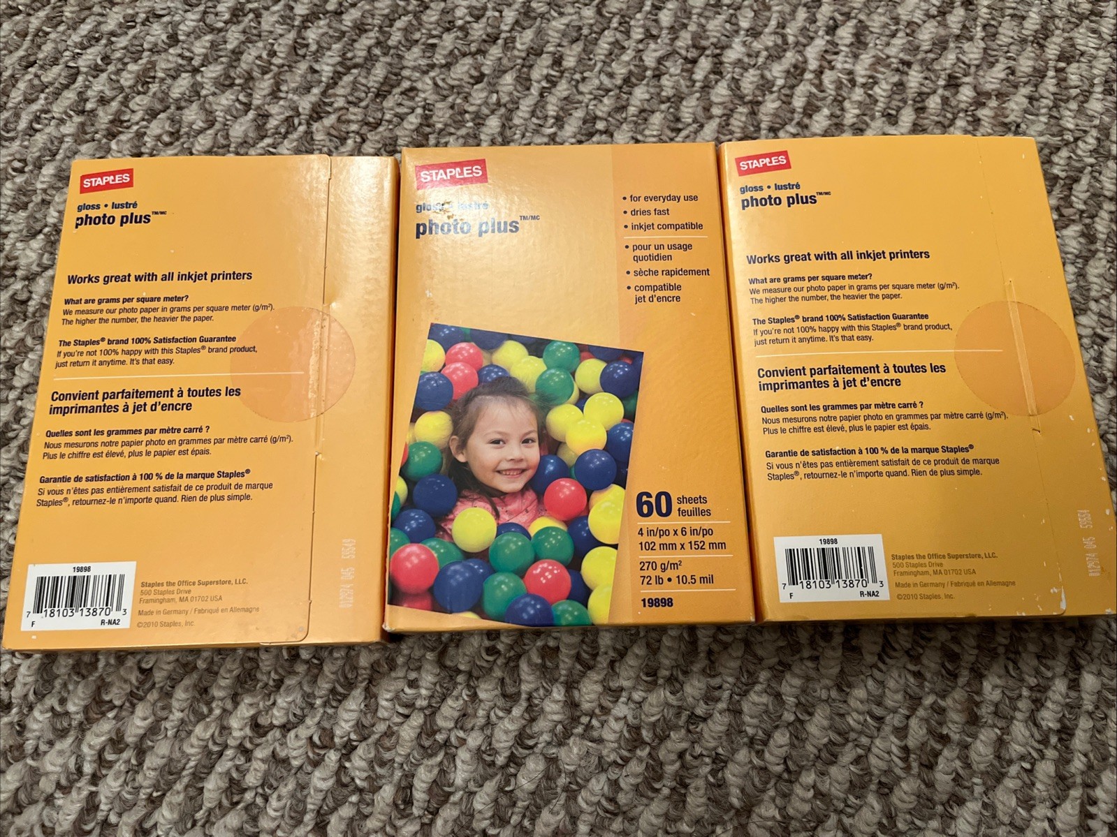 3 PK Staples Photo Plus Glossy Paper 4"X6" 60 sheets Brand  New 180 Sheets Total