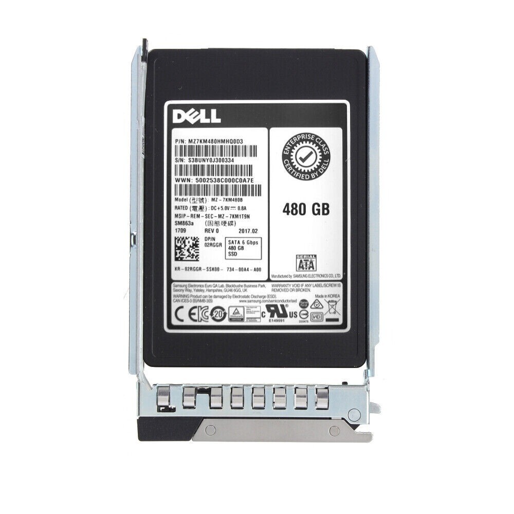 02RGGR New 2RGGR Dell 480GB 2.5" SATA 6Gb/s MLC Mixed Use SSD Gen14 15 16 Kit