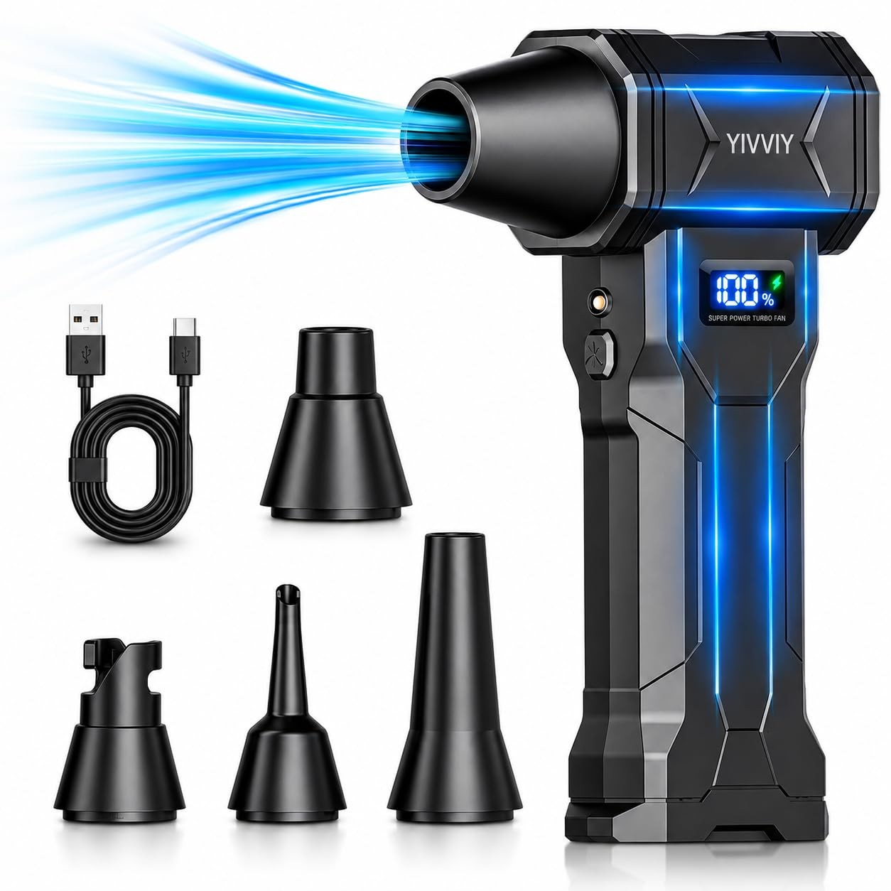 Handheld 4-Gear Powerful Electric Air Blower Dust Blower, 120000RPM Fast Char...