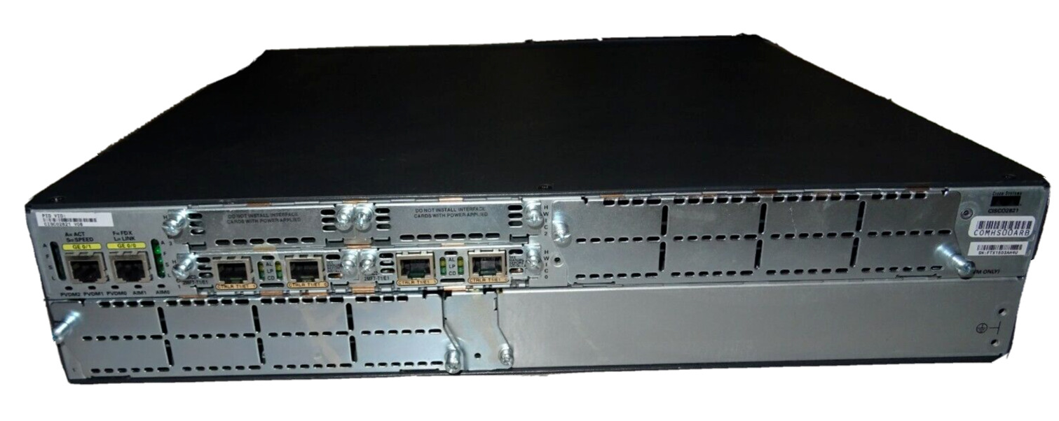 Cisco 2821 V08 Series Integrated Services Router with 2 VMIC2-2MFT-T1/E1 modules