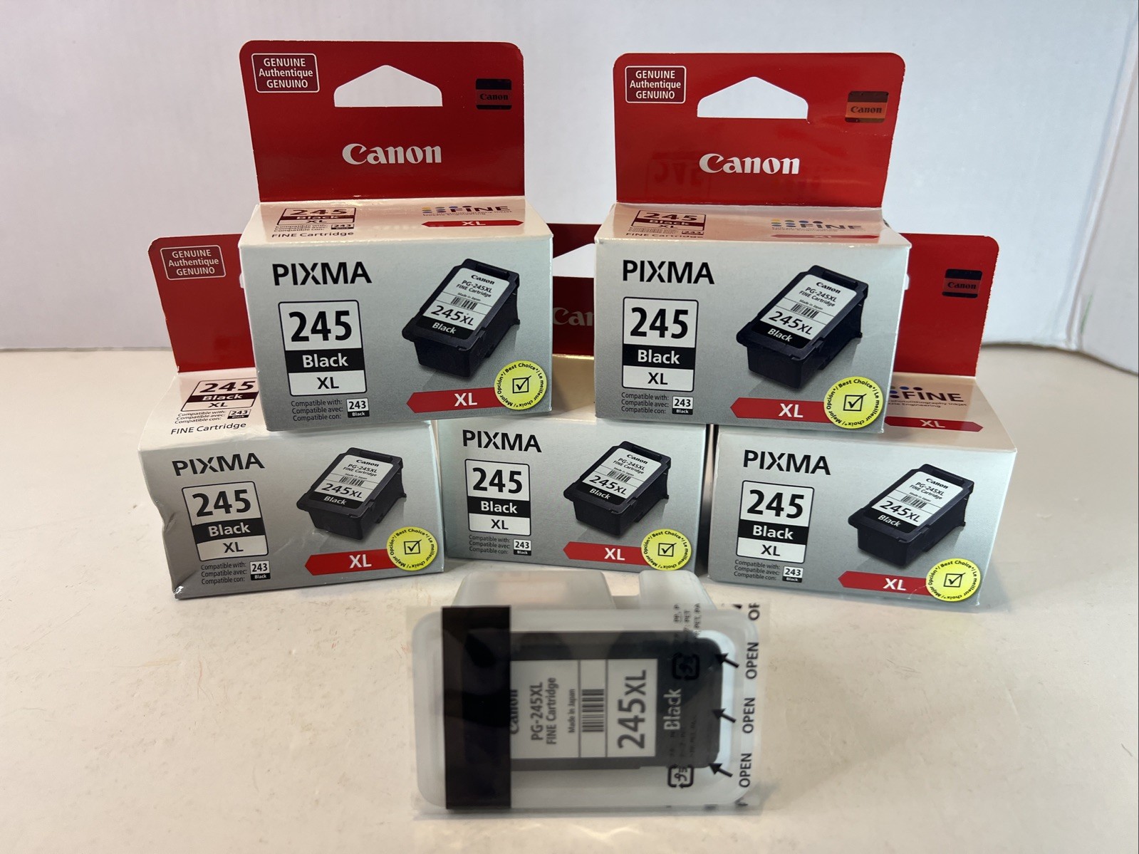 Lot of 6 PIXMA Genuine Canon PG-245XL Black Ink Cartridges - 5 NIB /1 Opened Box