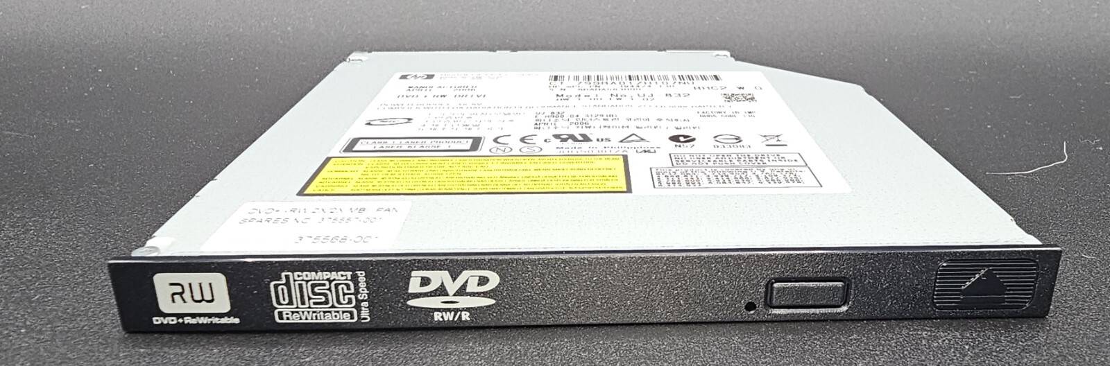 HP Ultra Slim DVD+/-RW Internal Laptop Notebook  Drive UJ-832,  394424-130 - NEW