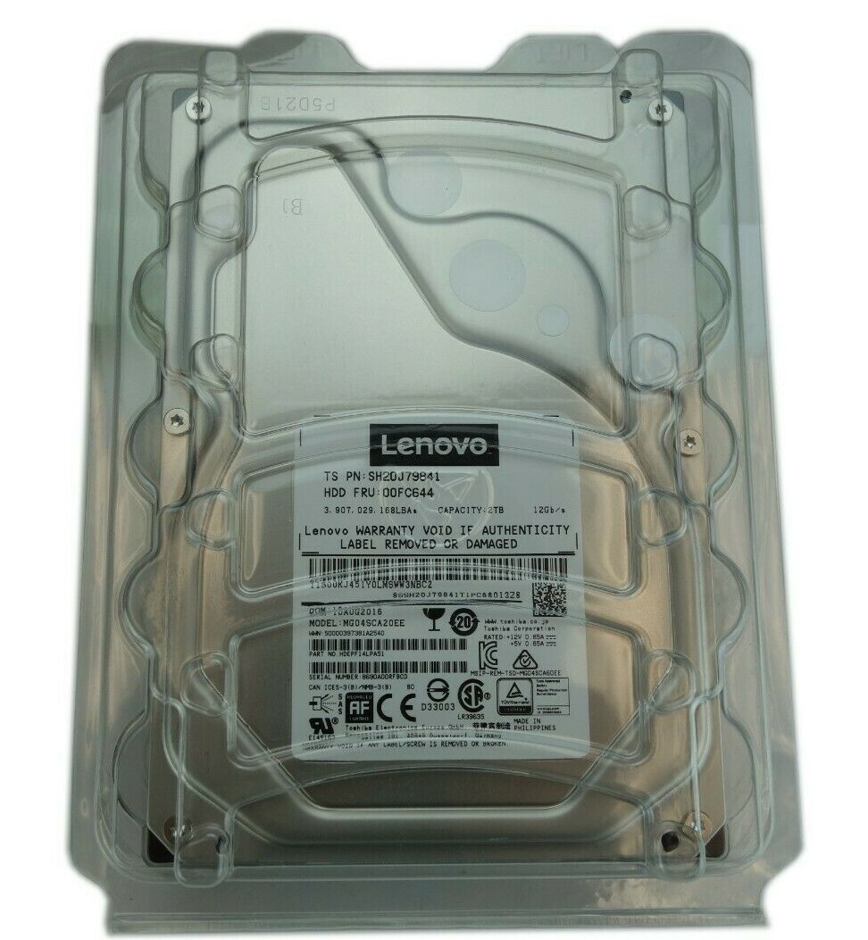 Lenovo 2TB 7.2K SAS 12Gb/s 3.5" HDD MG04SCA20EE SH20J9841 00FC644