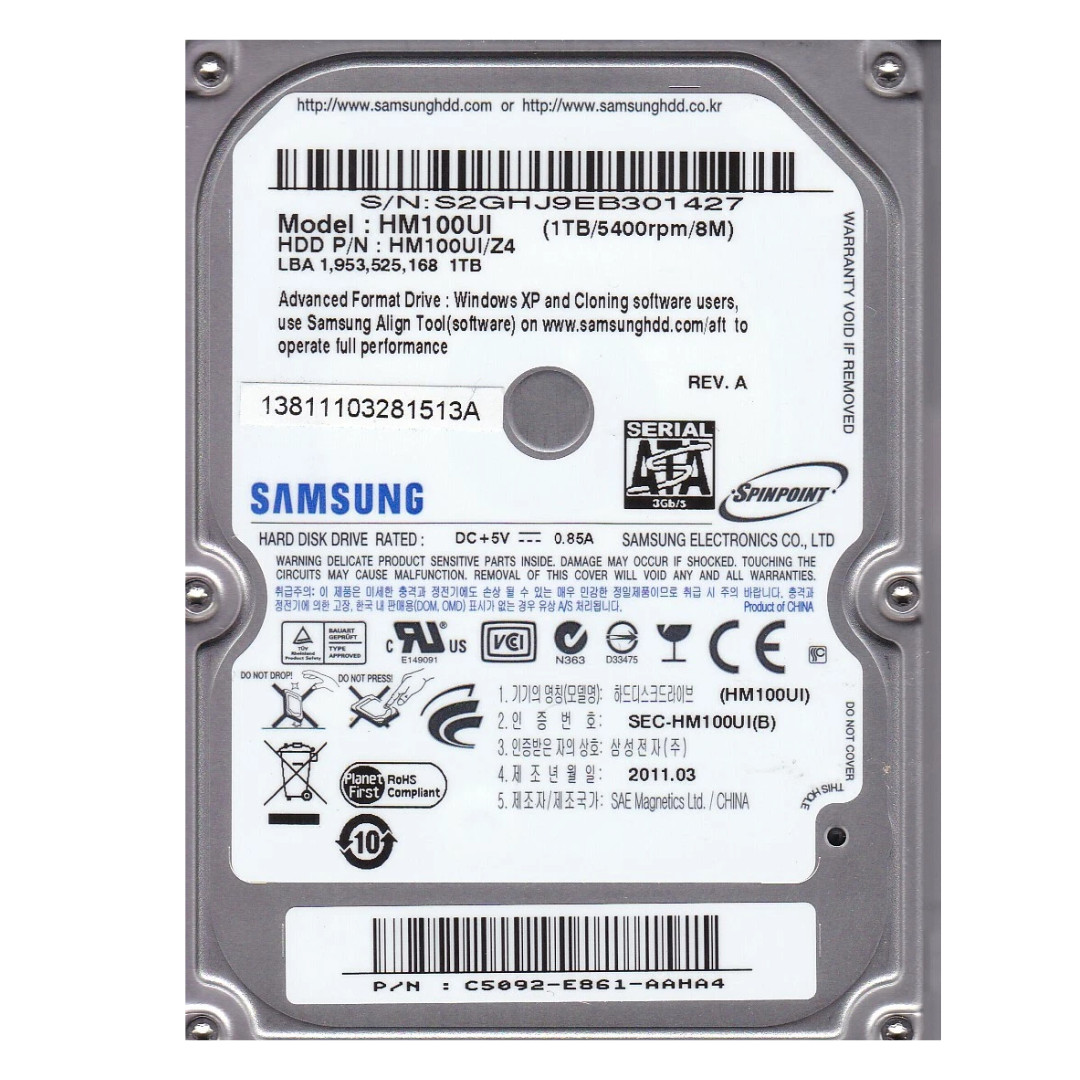 Samsung  M8 1TB 5400RPM SATA 3Gb/s 2.5" SFF Hard Drive HN-M101MBB HM100UI
