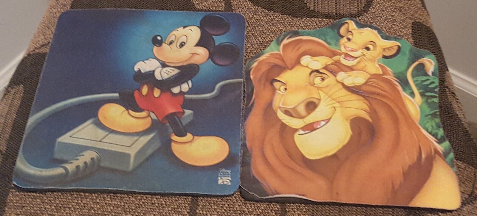 2 Vintage Disney Mousepads; Mickey Mouse And The Lion King