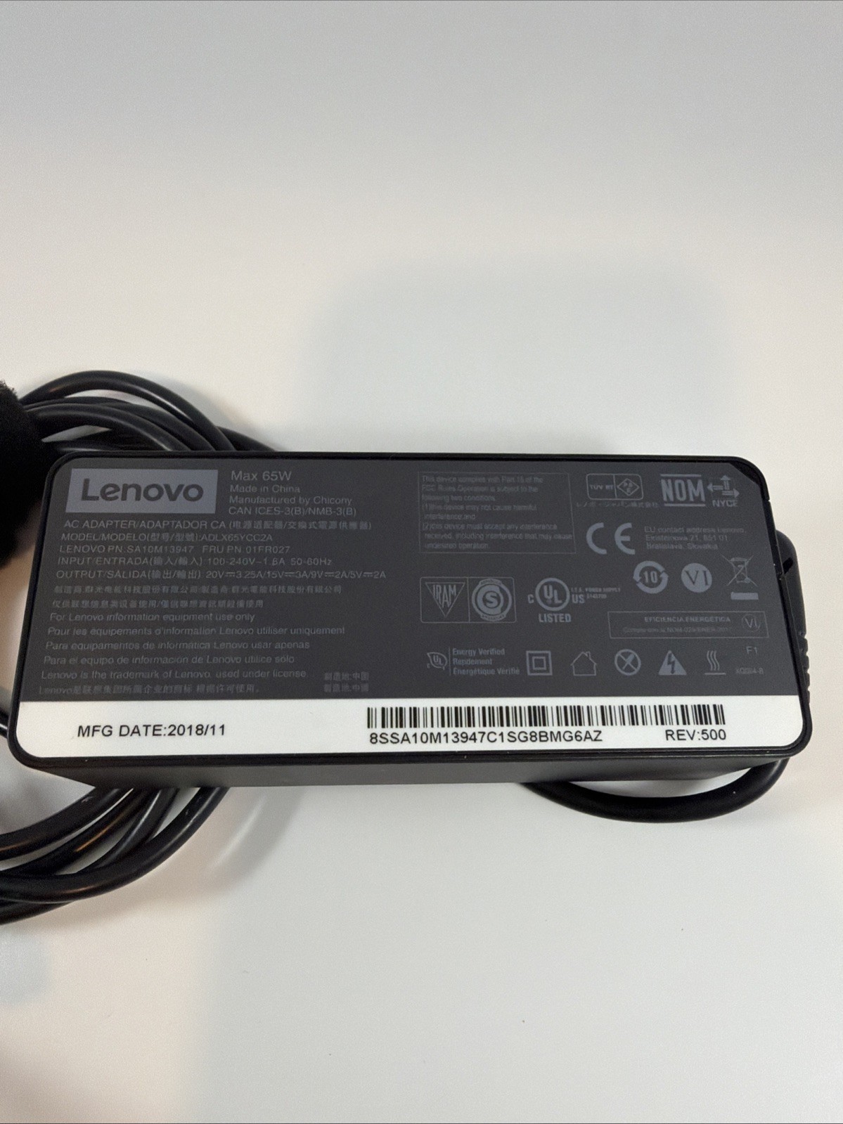 Genuine LENOVO USB-C AC ADAPTER 65W 20V 3.25A For Lenovo ThinkPad