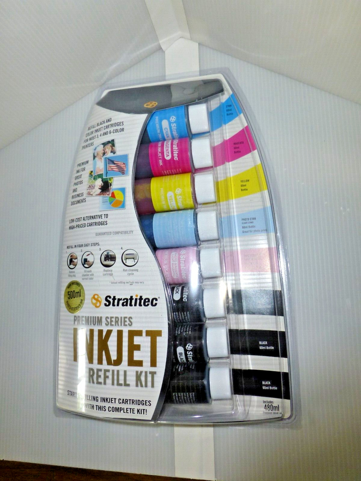 Unopened Stratitec Premium Series Inkjet Refill Kit 6 Colors (8 Bottles)