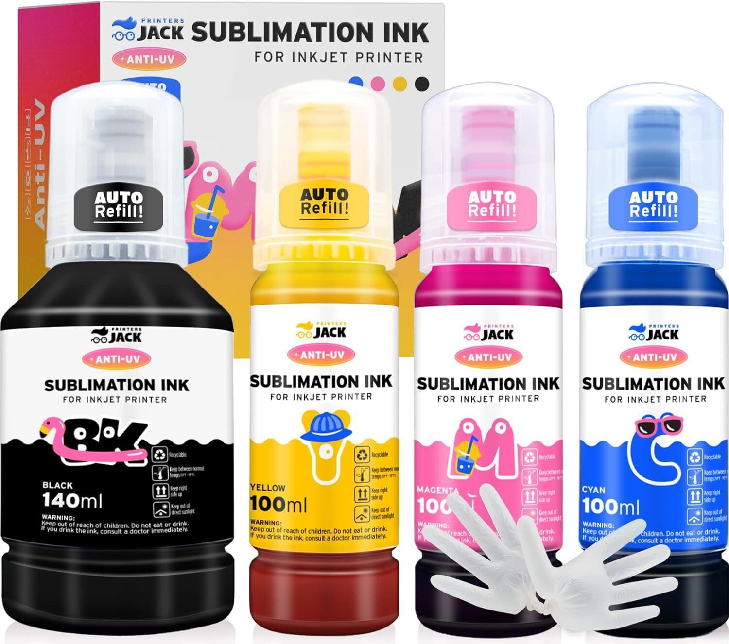 440ml Multicolor Inkjet Printer Ink for EcoTank Sublimation Printing Kits