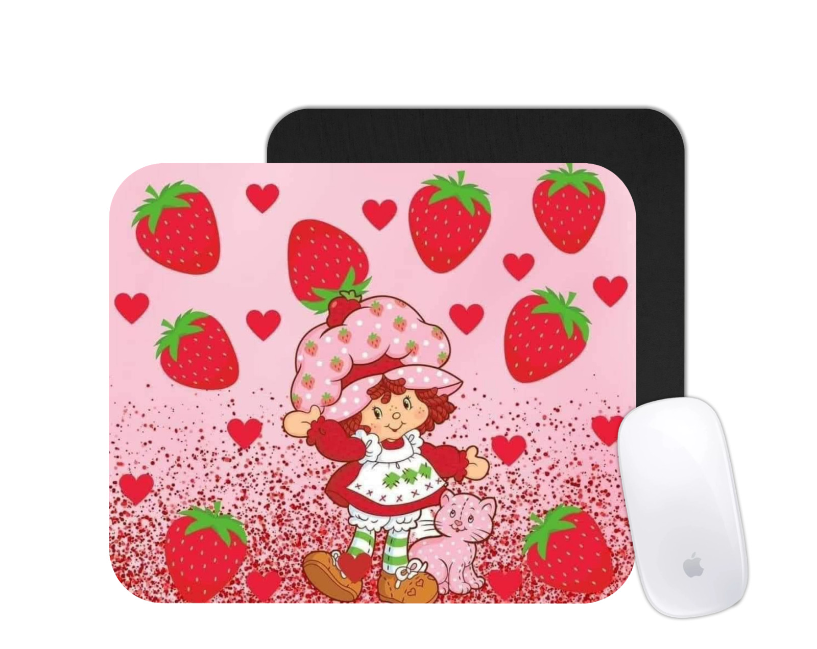 Retro Strawberry Girl Mouse Pad | Vintage Cartoon Desk Mat | 80s Nostalgia Gift