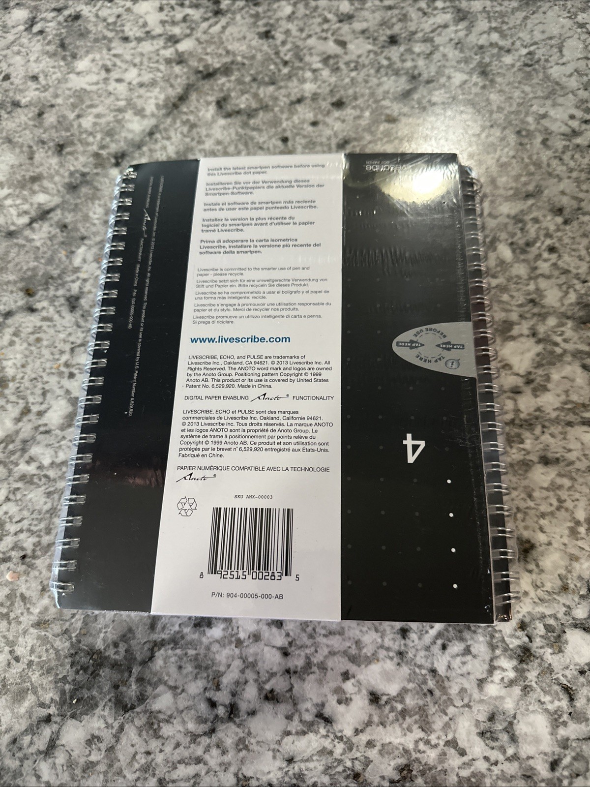Livescribe College Ruled A5 Notebooks 4-Pack Black SEALED
