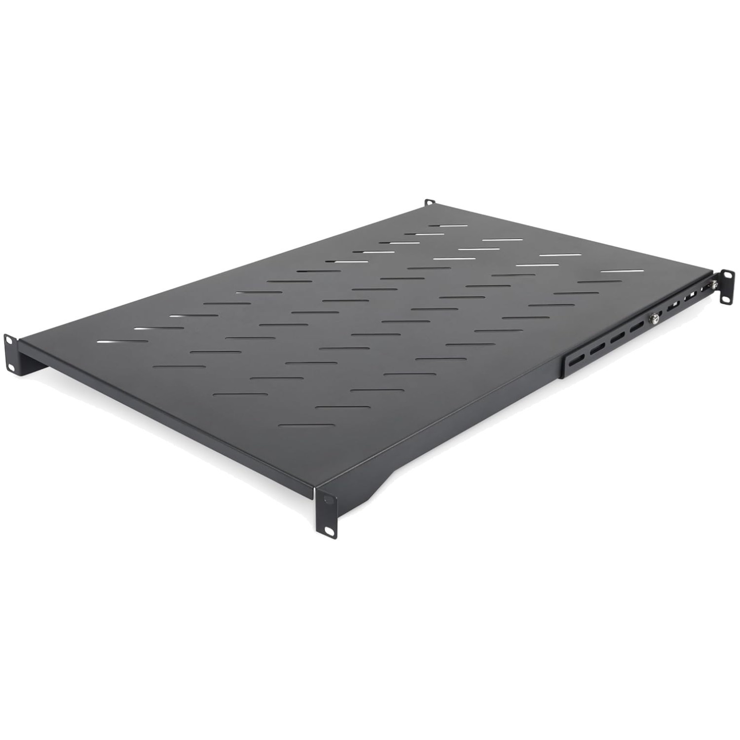 Durable 1U Vented Server Rack Shelf - Adjustable 28-34.4in Depth, 150lb Capacity