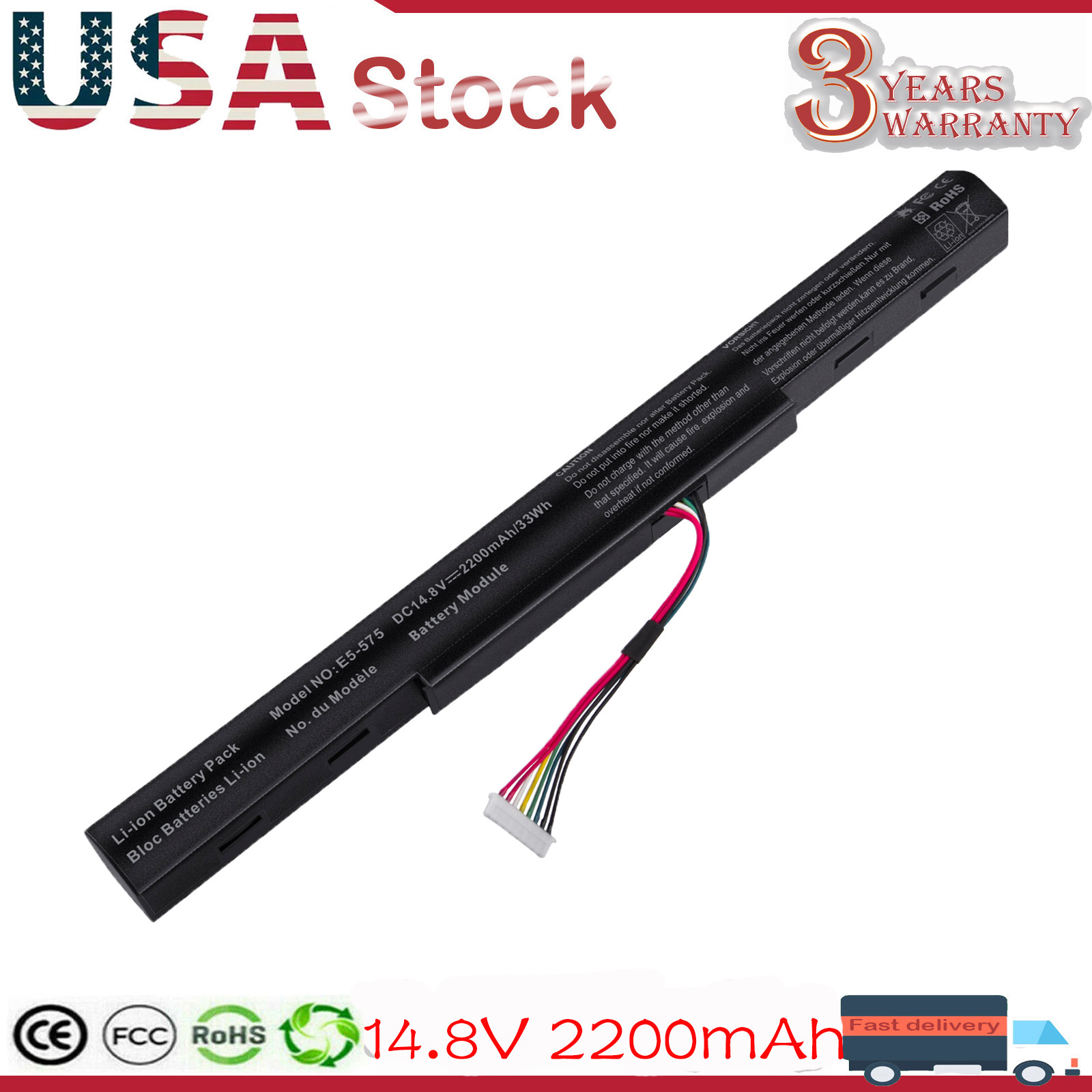 Battery for Acer Aspire E5-575G E5-575G-53VG E5-575-33BM AS16B8J AS16B5J 33Wh